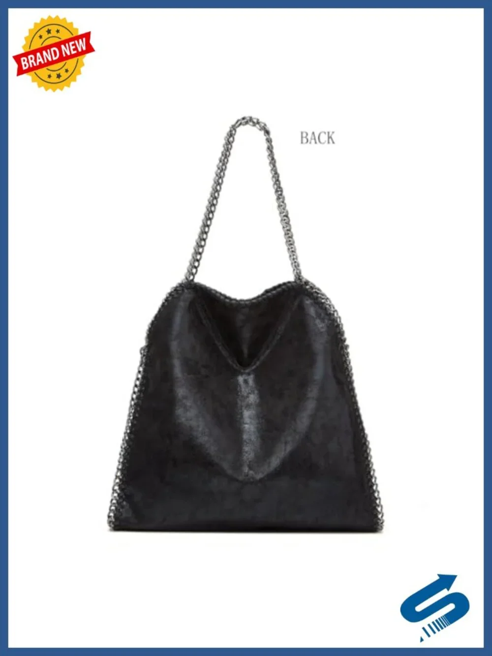 Faux Leather Oversized Slouchy Chain Hobo Shoulder Bag Tote
